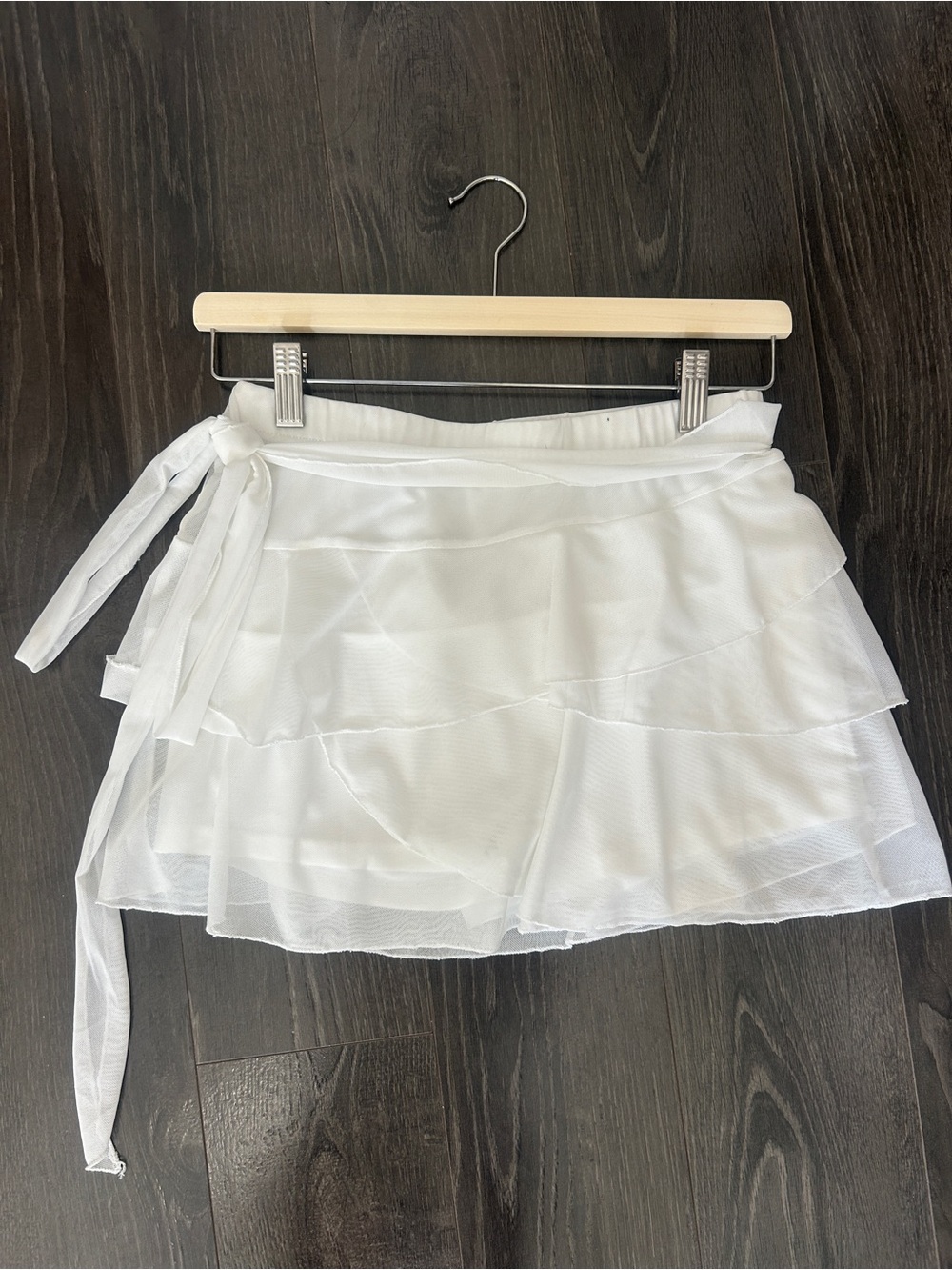 White Layered Tie-Waist Mini Skirt